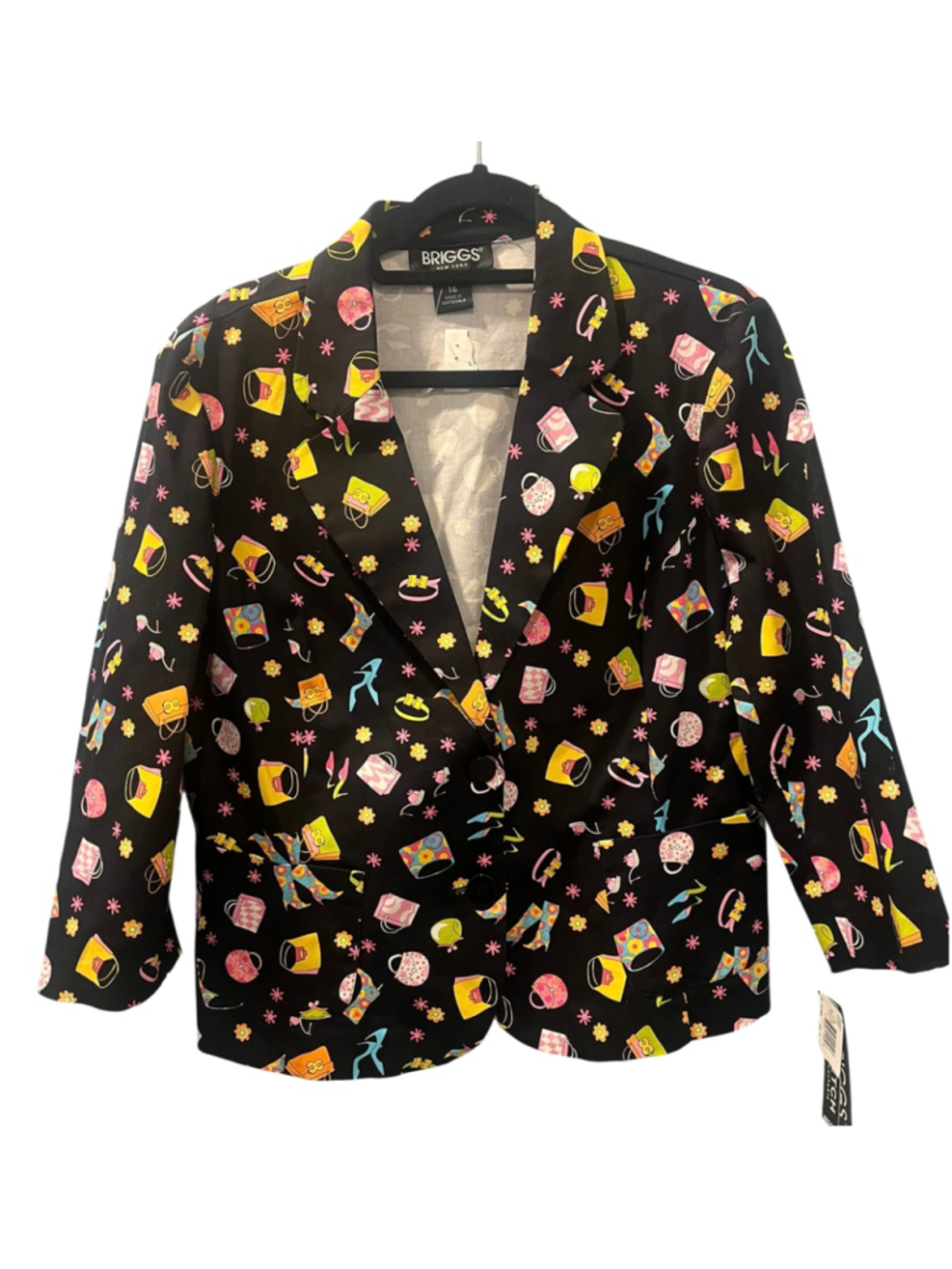 NWT Vintage Briggs NY Novelty Print Blazer Jacket Handbag Shoe 90s Whimsigoth 16